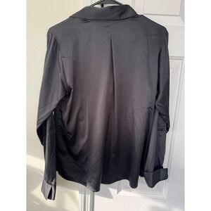 Truth by Republic Mixed Media Sweater Top Grey White Layered Look Puff Sleeve L